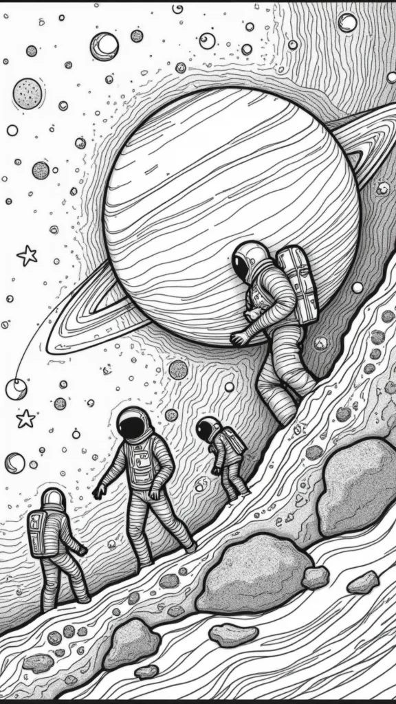 realistic space coloring pages